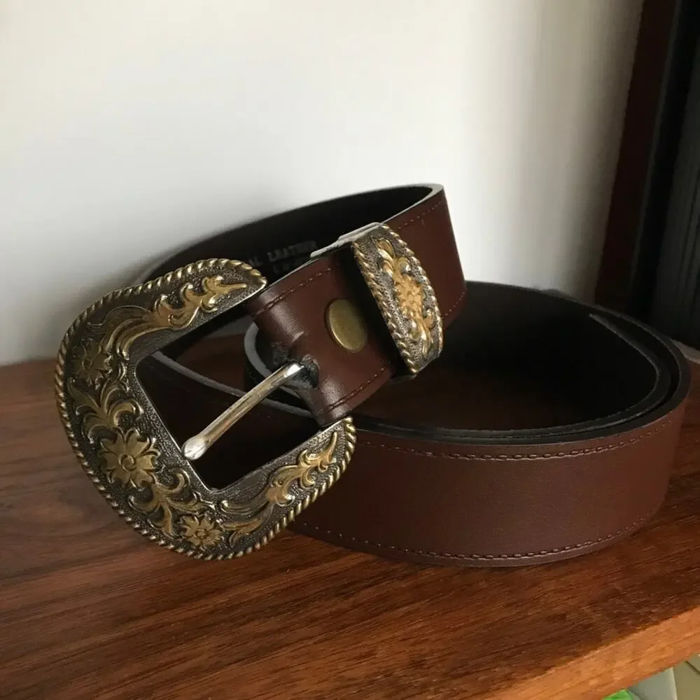 Vintage Ashford Ridge Genuine Leather Women's brown Western Belt Size 36